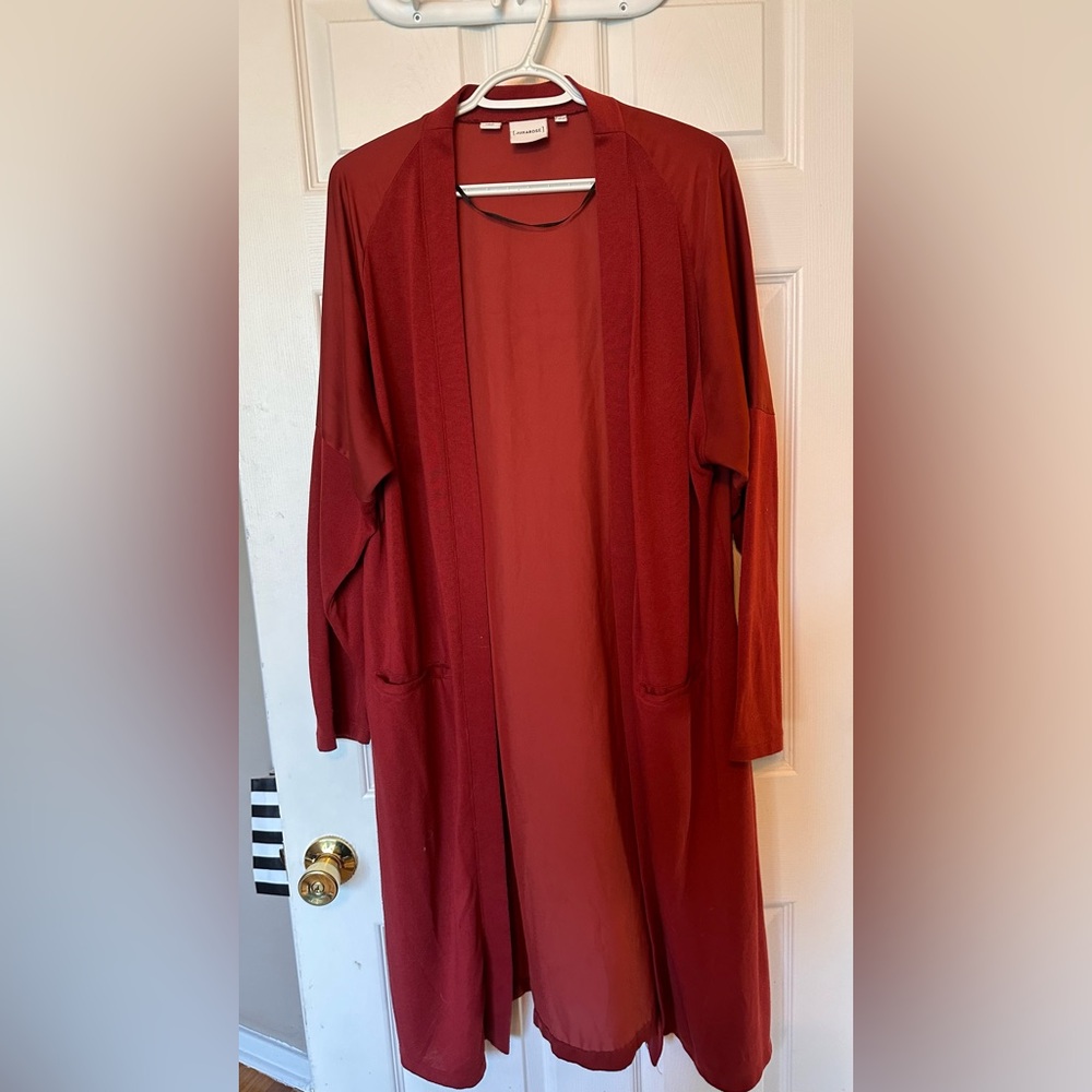 💙 Junarose - Size Large - Elegant Red Long Cardigan